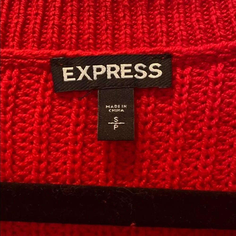 Express Red Slightly Cropped Sweater - Picture 3 of 4